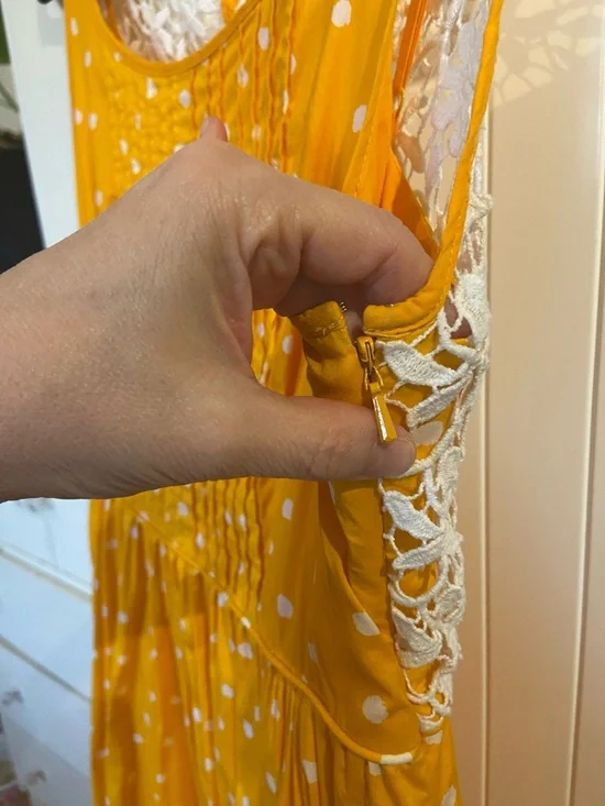 ANTHROPOLOGIE x Moulinette Sœurs fit & flare yellow polka dot dress 12 - Picture 5 of 14